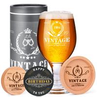 Birthday Gifts for Men | Beer Gifts for Him | Custom 40th 1984 Glasses