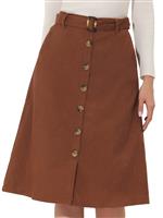 Allegra K Women's High Waist Midi Skirts A-Line Button Front Belted 8