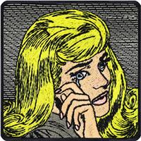 Vintage Patch sew-on/Iron-on Fabric Applique Crying Girl Comic 70x70