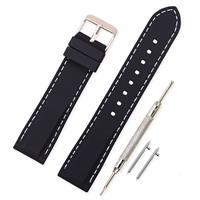 VINBAND Silicone Watch Band 4 (18, 20, 22, 24mm) (24mm, Black-White
