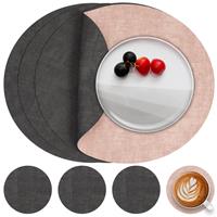Myir JUN Leather Placemats and Coaster Set of Table Mats 4, 4, Pink)