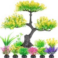 Borlech Aquarium Plastic Plants Artificial Decorations, Large (Yellow)