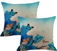 JiangLANY Floral Spring Lily Butterfly Print Blue 18x18 Chair,2