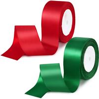 Boao Rolls Christmas Satin Ribbon Double Face 2 (Red, Green, 1.5