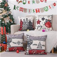 Snylcce Set of Christmas Pillow Covers - Cotton Linen 4 18x18 Inches