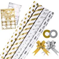 Whaline Christmas 8 Paper,2 Ribbons,20Pcs 2 Xmas Craft(Silver&Gold)