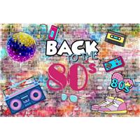 Renaiss Back to The Party Backdrop Retro Colorful Brick 9x6ft 80s 80's