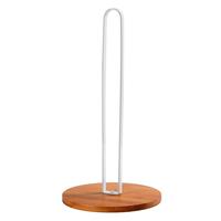 TONLEA Kitchen Roll Holder, Standing Stainless Steel with Round White