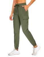 MAGCOMSEN Women's Trousers with Flap Pockets Breathable Jogging Green