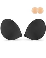 Niidor Adhesive Bra Strapless Sticky Invisible Push Up Fabric Black