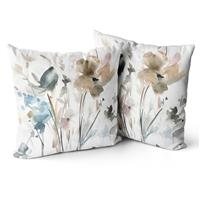 Snylcce Brown Cream Grey Teal Floral Cushion Covers Watercolor 18x18 2