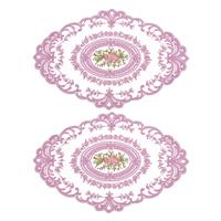 sourcing map Retro Lace Placemat Oval Table 2Pack 12x16-in Embroidered