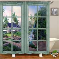 JIANGLANY Garden Close Window View Shower 3D Green 80Wx80L inches