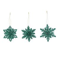 Gisela Graham 12 x Dark Green Tin Snowflake Dec, 3as