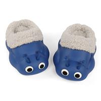 LACOFIA Toddler Boys Girls Winter Slippers Fur Lined Navyblue 12/12.5