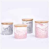 Regal Trunk & Co. Ceramic Canister with Bamboo Lid, Set of - 4 Pink