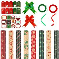 Whaline Christmas 8 Paper,2 Ribbons,20Pcs 2 Xmas Craft(Red&Green)
