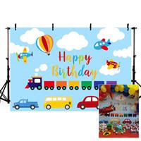 MEHOFOND Transportation Boy Birthday Party 7x5ft Blue White 1st