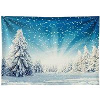 Allenjoy Snow Wonderland Pine Tree Backdrop Christmas 8x6ft White