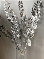 Gisela Graham 12 x Silver Glitter Leaf Branch