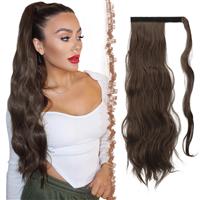 FESHFEN Long Wavy Ponytail Body Wavy Wrap Extensions 60cm Medium