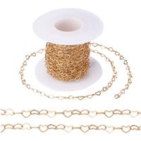 Real Plated Heart Link Chains 5m/Roll 18K Gold 3x5mm Brass Making