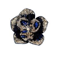 Gisela Graham 12 x Blue/Gold Sequin/Fabric Magnolia Clip
