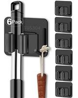AceMining Broom Holder, Broom Holder Wall Mounted, 6Pcs Black