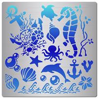 GORGECRAFT Inch Sea Metal Stencils Square Metal Animal Pattern 6.3