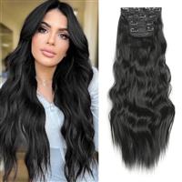 Hair Clip Extensions in,20inch Extension,4Pcs Extensions Black(1#)