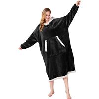 DmgicPro Hoodie Blanket Women Wearable Blanket Hoodie, Sherpa Black,