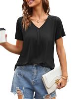 Florboom Womens Blouses UK Summer Tops Vneck Tshirt Short Black 8-10