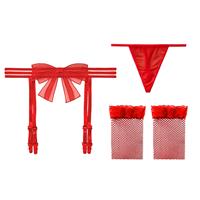 KOEMCY Women Lace Suspender Belt Garter Seamless 4 Stockings (White)