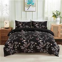 Herside Floral Duvet Black King Yellow 1 2 (Black Yellow,Super King)