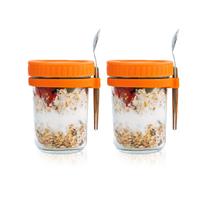 SMARCH Overnight Oats Jars with Lid and Spoon Set of oz 2, 16 Large