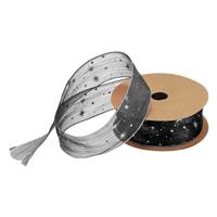 sourcing map Star Organza Sheer Ribbon 40mm 20 Yard(18m) Black Box