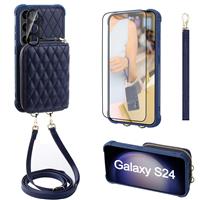 MONASAY Zipper Wallet Case Compatible for Galaxy S24 6.2 Blocking blue