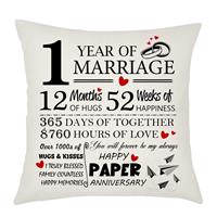 Anniversary Cushion Cover Gift for Wife Husband 1st 1st 1 45x45cm (12