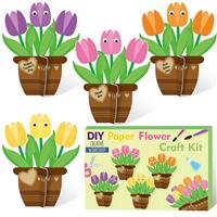WATINC Spring Tulips Flower Craft Kit - Mothers Day DIY Craft 28PCS