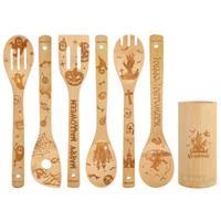 HEMOTON Halloween Utensils, Wooden Spoons for 6pcs Cooking Cooking