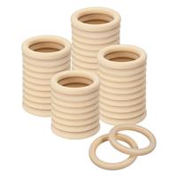 sourcing map Natural Wood Rings, Thick 50Pcs 65mm(2.6-inch) 10mm