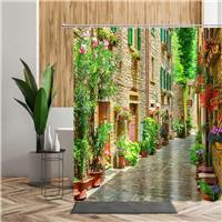 YUAOEUR Italian Style Rustic Town Garden Street 3D 71X 71 Green White