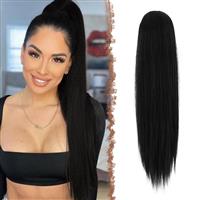 FESHFEN Straight Drawstring Ponytail Natural Extension Extensions 24