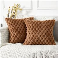 YAERTUN Pack of Decorative Fur Brown 2 Faux 40cm x 40cm 16x16 Luxury