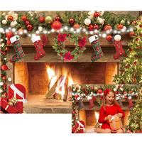 Christmas Fireplace Theme Photography Background Merry (8x6ft)