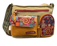 MACHA BAG in cotton and leather inserts with colorful prints,Handbag