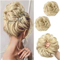 SARLA Messy Hair Bun Hair Piece 2PCS Small Extensions Black)