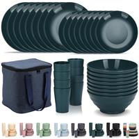 Evanda Plastic Dinnerware Sets Piece Service for with a 32 8 White)