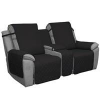 Easy-Going Recliner Sofa Cover with Console, Pets(3 Black/Beige)