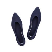 Womens Pointed Toe Ballet Flat Knit Dress Shoes Low Wedge Navyblue